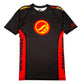 Shoyoroll Batch 146 BlackSTAR Retro short sleeve BJJ rash guard in black with red side panels and yellow logo
