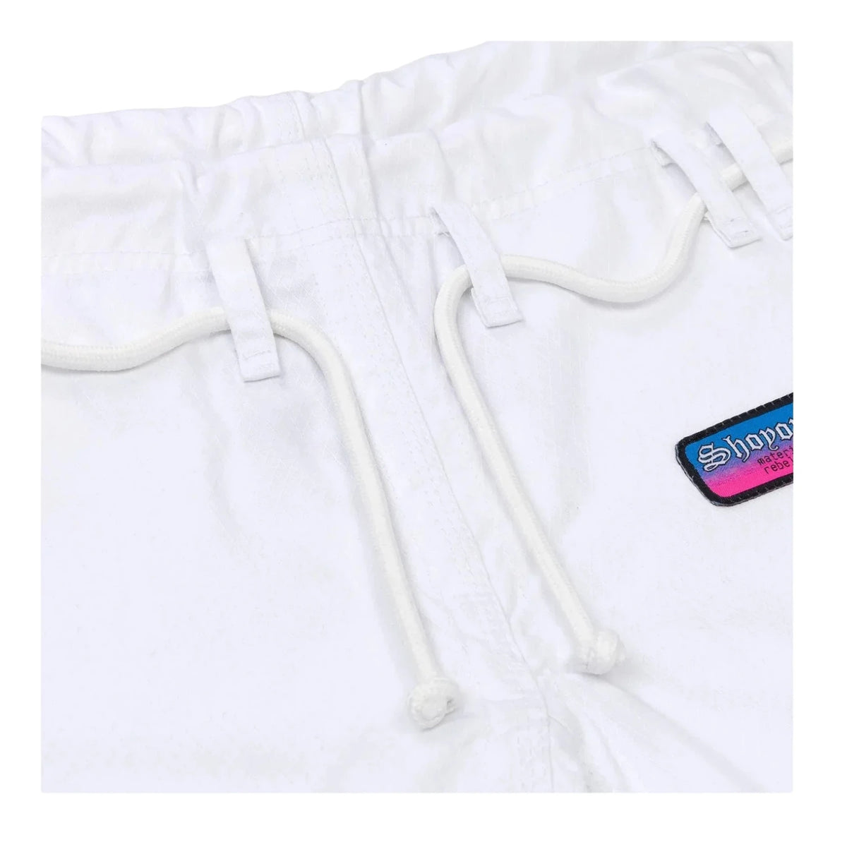 Shoyoroll Batch 149 Retro Gradient white BJJ gi waistband and drawstring detail