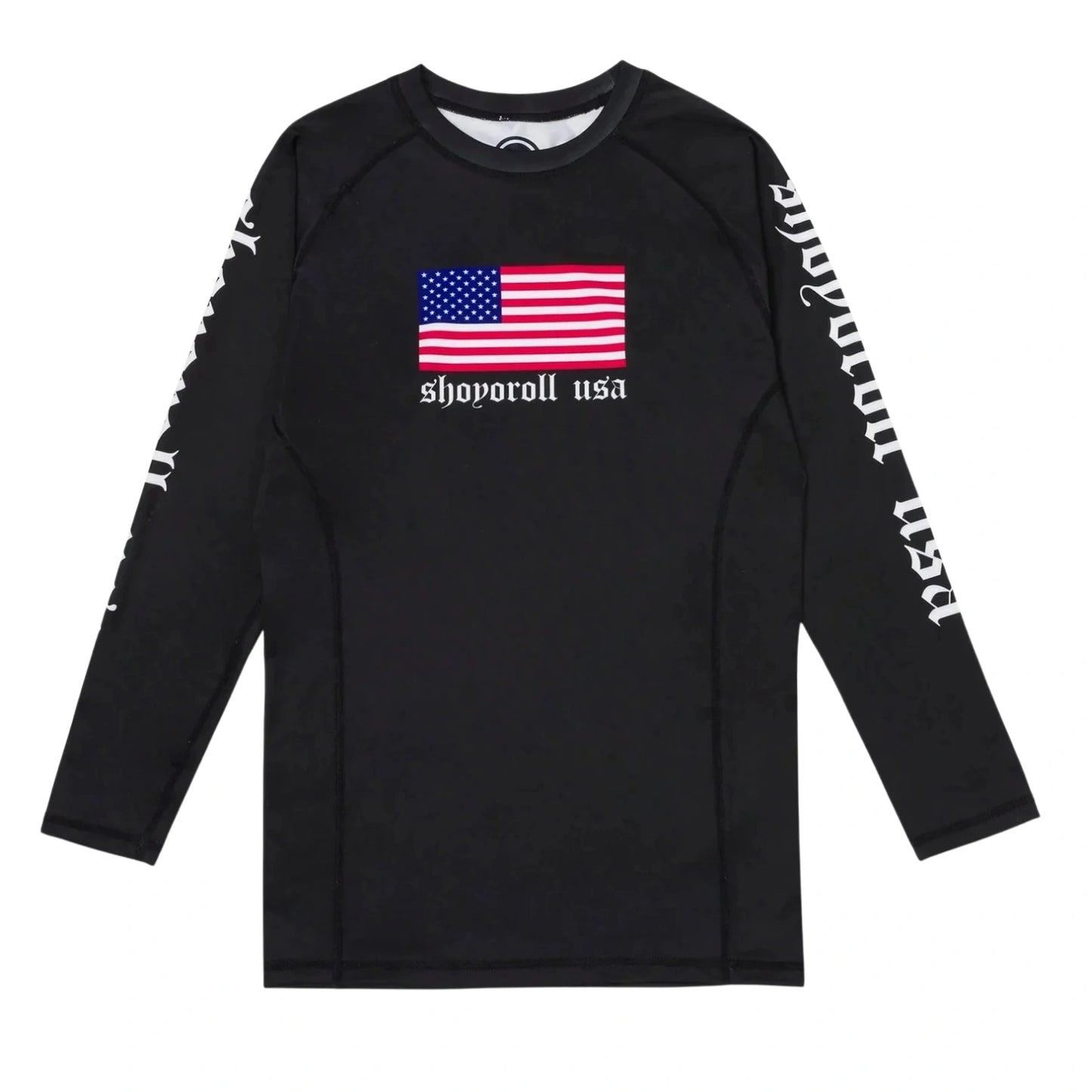 Shoyoroll Batch 151 LS24 Americana long sleeve BJJ training rash guard with USA flag graphic