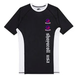 Shoyoroll Batch 151 SS24 Americana black and white short sleeve BJJ training rash guard front view