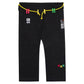 Shoyoroll Batch 30 Like Cheese black BJJ Gi pants with colorful X accents and yellow drawstring