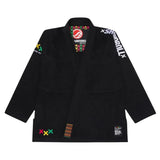 Shoyoroll Batch 30 Like Cheese black BJJ Gi front view with colorful X design