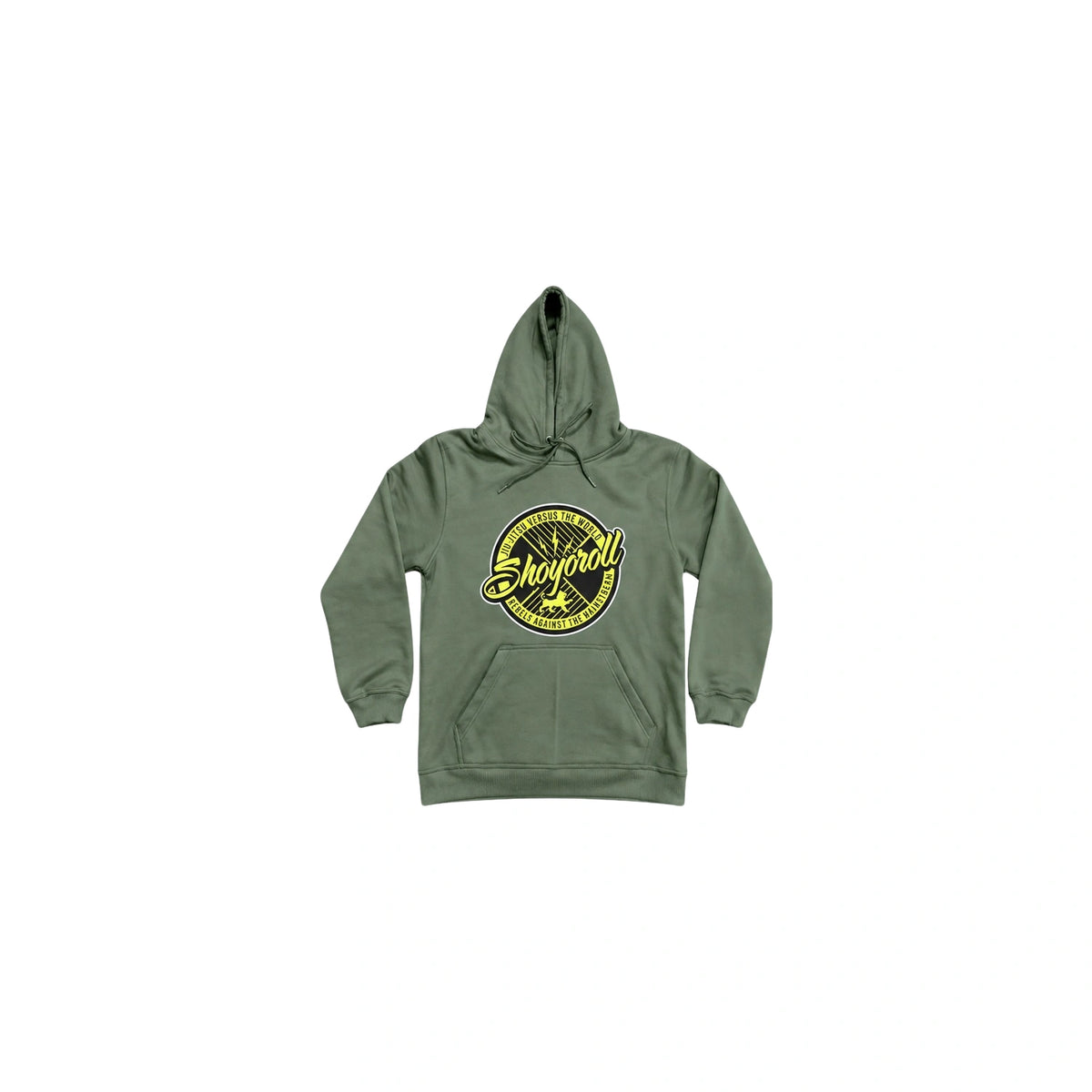Shoyoroll Batch 31 UND gray hoodie front view with 300 GSM fleece and graphic chest design