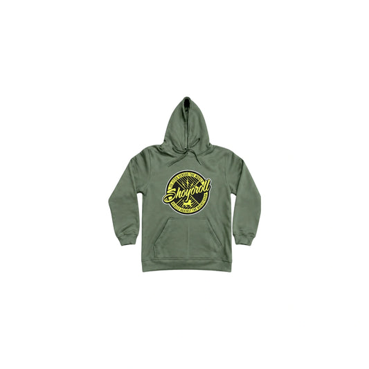 Shoyoroll Batch 31 UND gray hoodie front view with 300 GSM fleece and graphic chest design