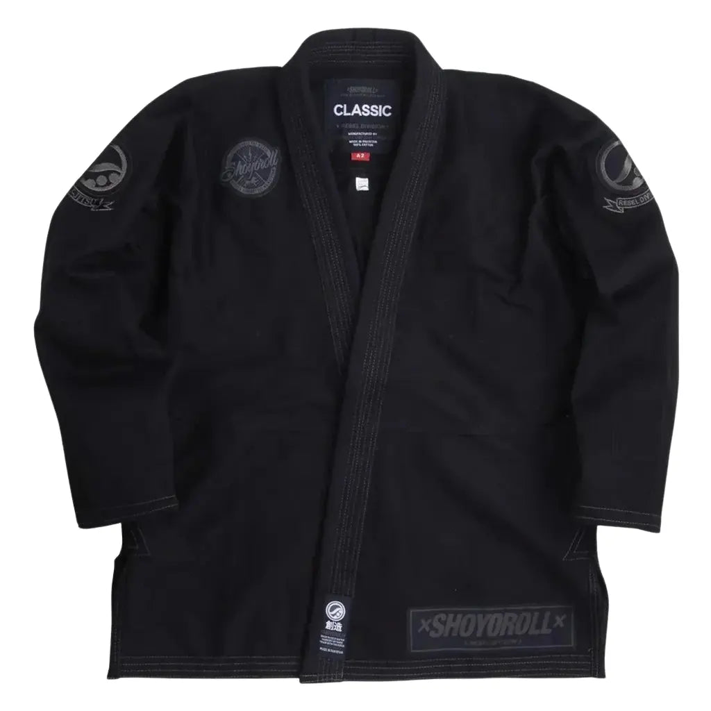 Shoyoroll Batch 51 REBEL Japan black BJJ gi front view