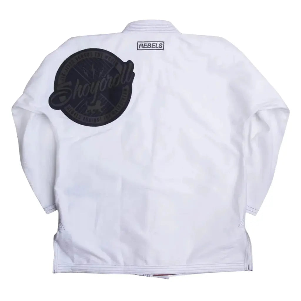 Shoyoroll Batch 51 REBEL Japan white BJJ gi back view