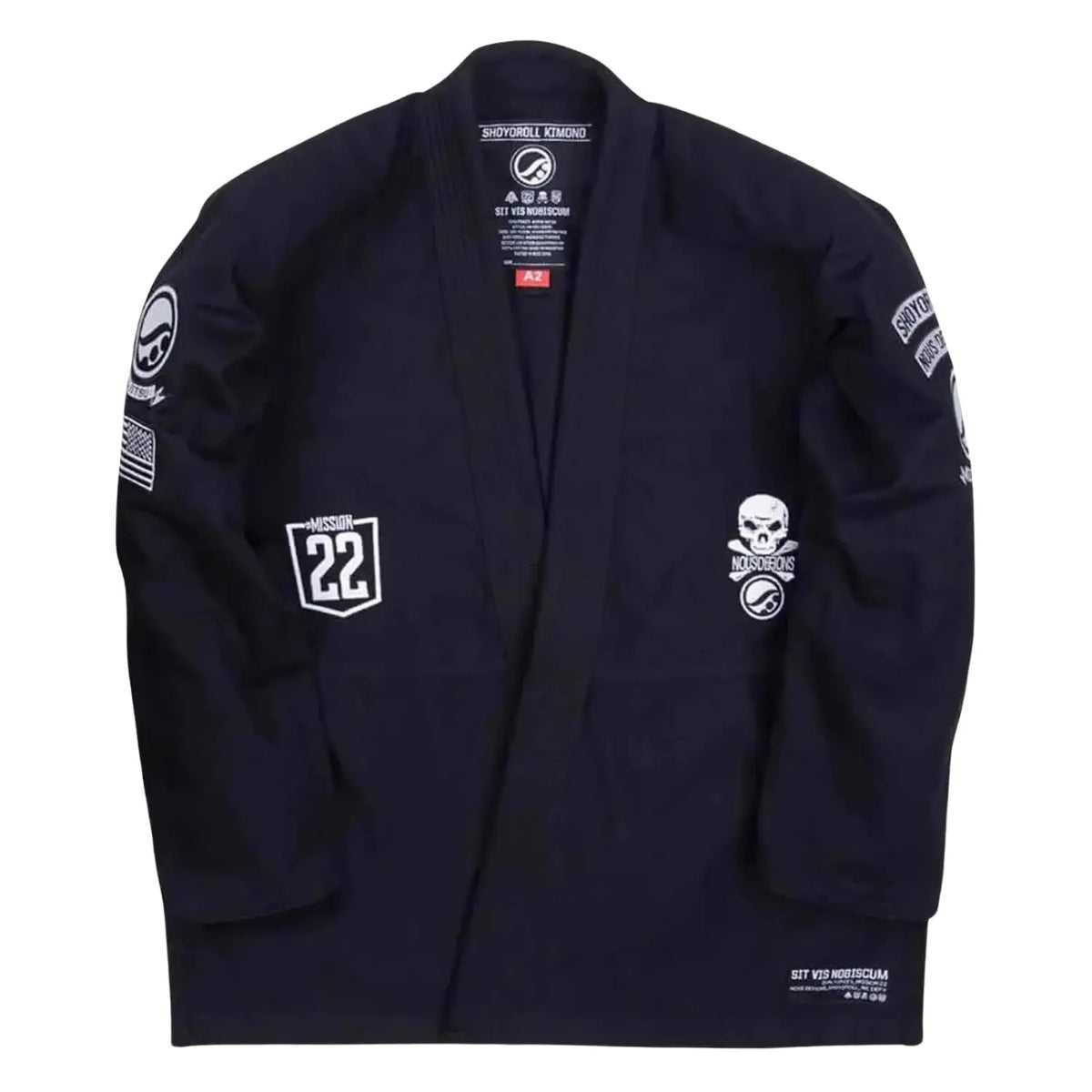 Shoyoroll Batch 66 Mission22 Project black BJJ Gi jacket with Mission 22 and skull patches