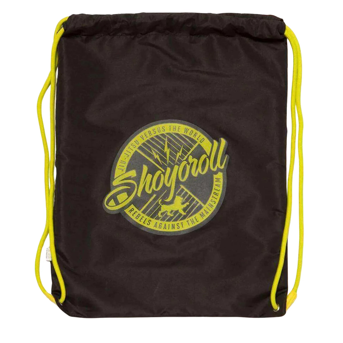 Shoyoroll Cut Batch 75 SIX BJJ Gi black carry bag with yellow drawstrings and logo