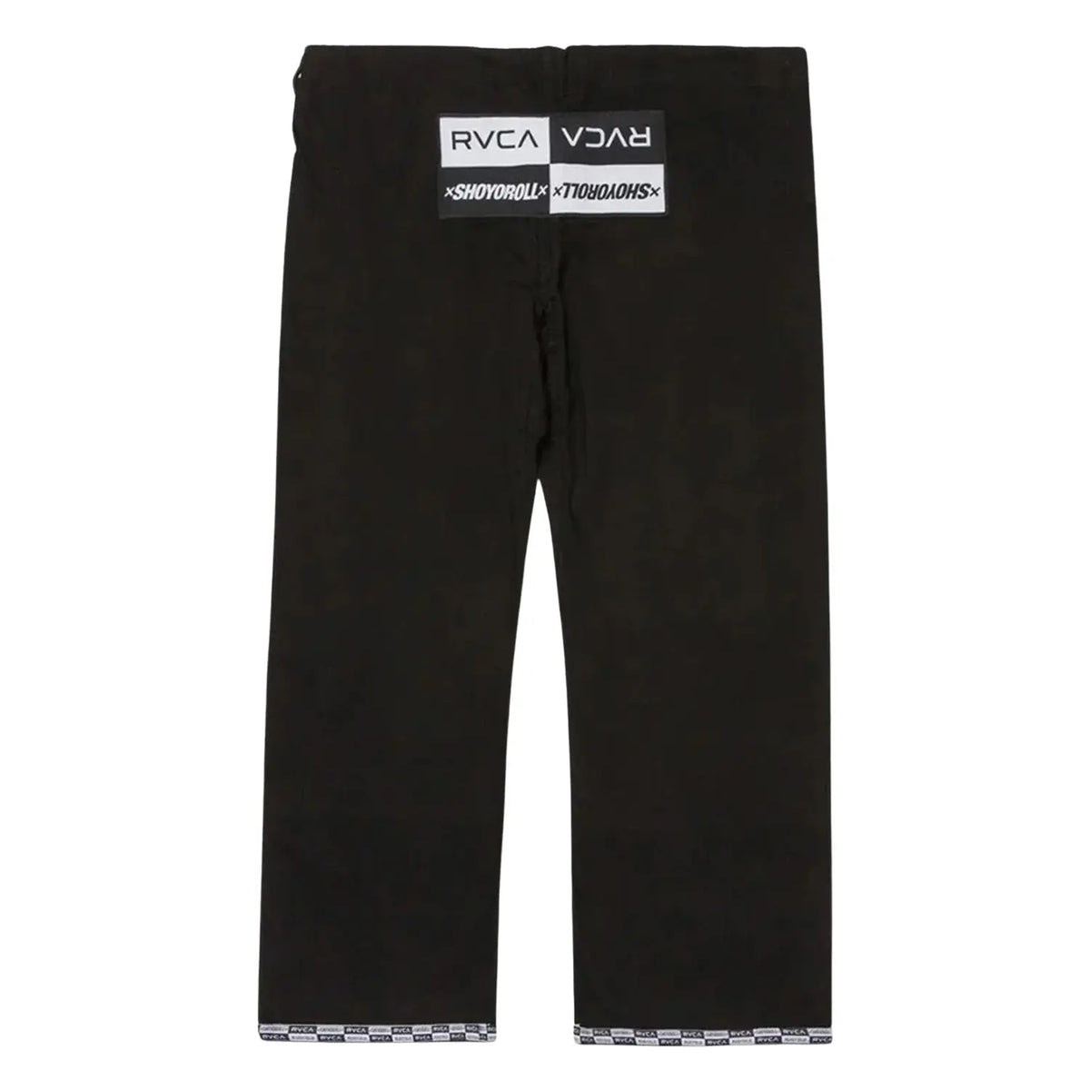 Shoyoroll RVCA x Roots black BJJ Gi pants with embroidered collaboration logos