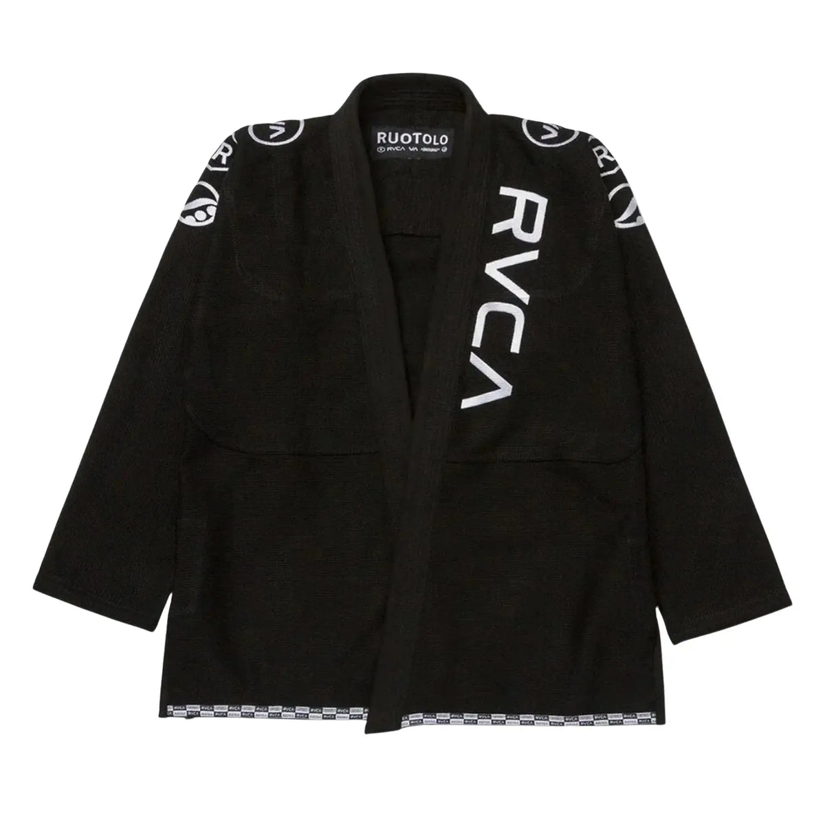Shoyoroll RVCA x Roots VA x Roots black BJJ Gi 450 GSM front view