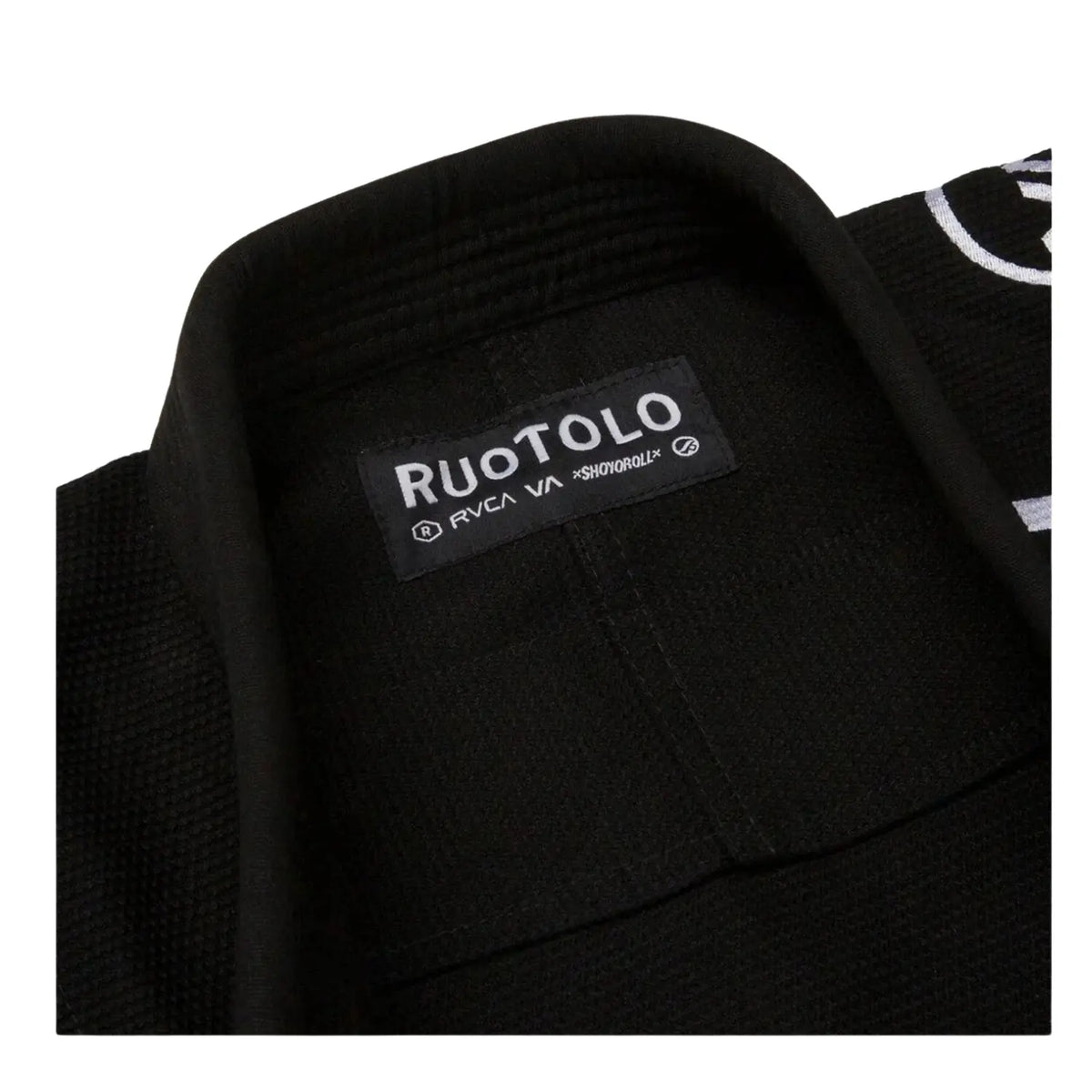 Shoyoroll RVCA x Roots VA x Roots BJJ Gi collar with collaboration logo detail