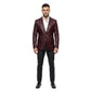 The Bordeaux mens genuine deep burgundy cowhide leather blazer front view slim tailored antique gold buttons