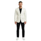 The Monaco mens genuine white cowhide leather blazer front view slim tailored silver chrome buttons by Trico Gear