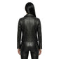 The Nova womens genuine black cowhide leather cropped jacket back view structured shoulders cropped hem by Trico Gear