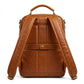 The Pemberton genuine brown cowhide leather backpack back view padded shoulder straps antique brass adjusters by Trico Gear