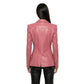 The Rose womens genuine pink cowhide leather blazer back view fitted waist center vent white stitching by Trico Gear