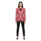 The Rose womens genuine dusty rose pink cowhide leather blazer front view double breasted rose gold buttons by Trico Gear
