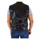 Back view of The Sam Black Mens Real Leather Gilet Vest Waistcoat showing the fitted vertical center seam and an adjustable waist cinch strap with a metal buckle