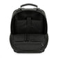 The Sterling genuine black leather backpack open interior black lining padded laptop sleeve organiser panel by Trico Gear