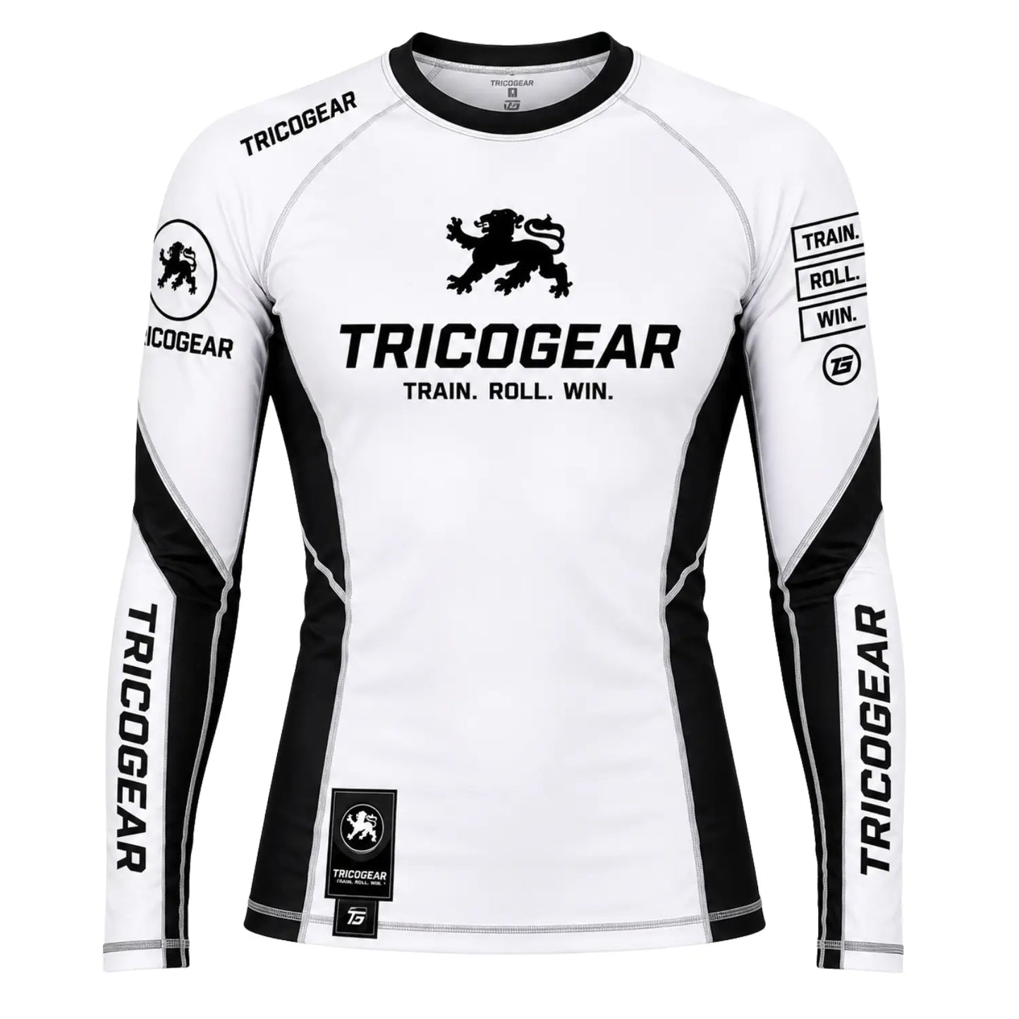 TricoGear Apex CS-01 BJJ No-Gi long sleeve rash guard front view for Jiu-Jitsu and grappling