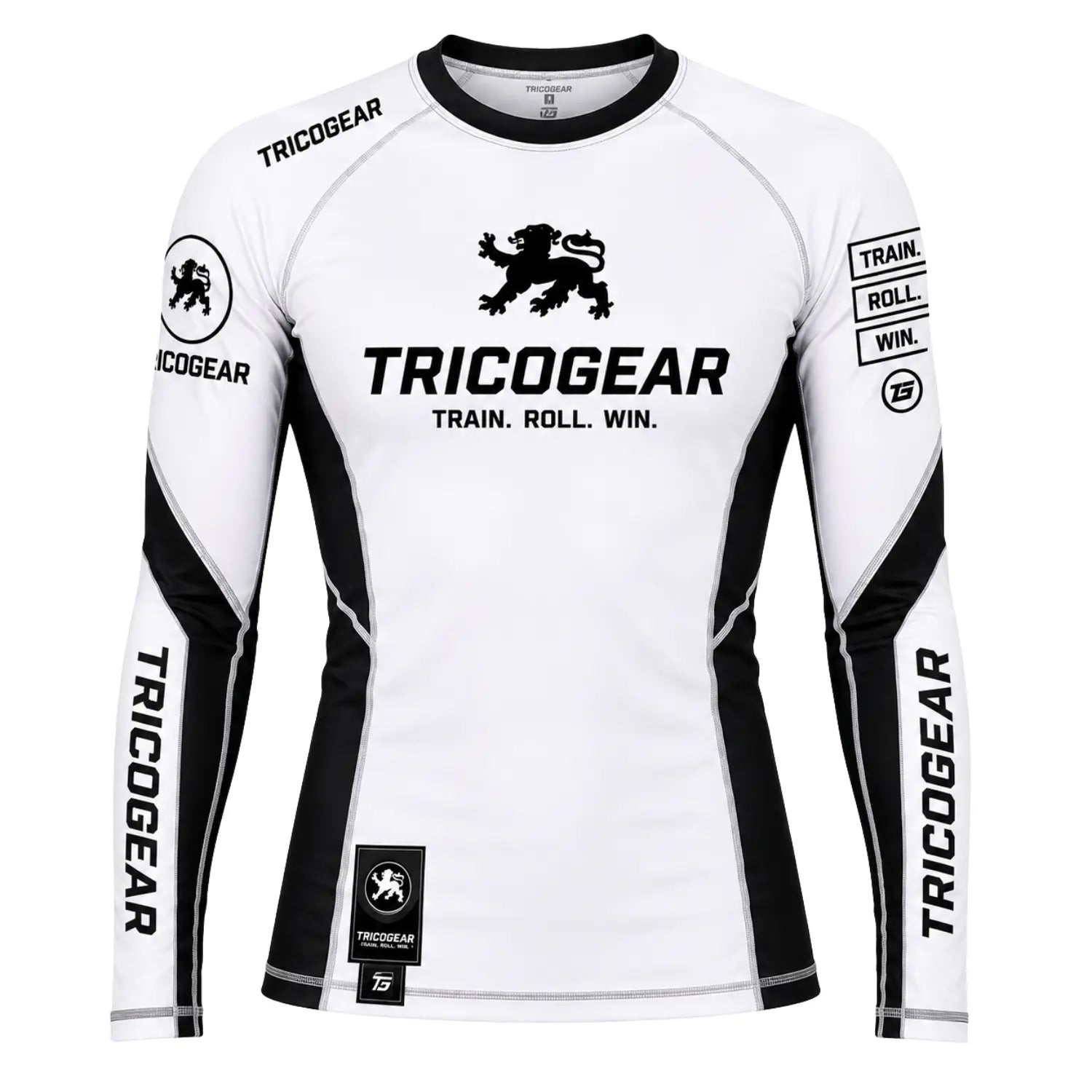 TricoGear Apex CS-01 BJJ No-Gi long sleeve rash guard front view for Jiu-Jitsu and grappling