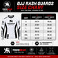 TricoGear Apex CS-01 BJJ No-Gi rash guard size chart with body length and chest width measurements