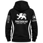 Tricogear Batch TRI 26 black BJJ hoodie back view with large lion logo and Tricogear branding
