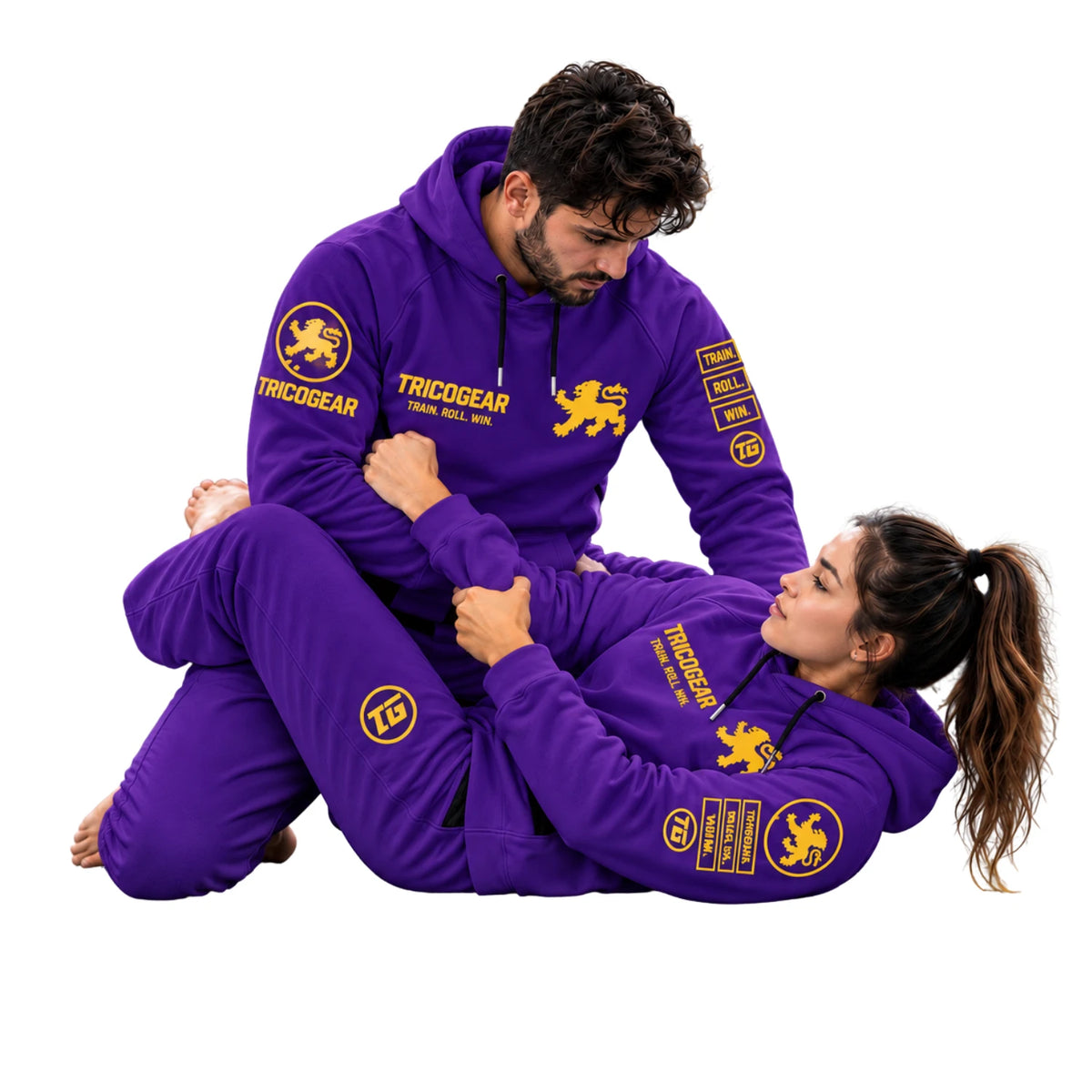 Tricogear Batch TRI 32 Blue & Gold BJJ Hoodie worn during Brazilian Jiu-Jitsu training