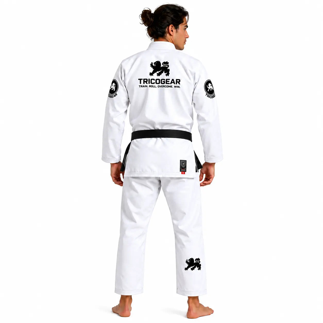 TRICOGEAR Jiu Jitsu Gi BJJ Kimono Martial Arts Training Suit for Men back view in white