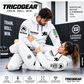 Tricogear TRI 29 White Black BJJ Hoodie worn during Brazilian Jiu-Jitsu training
