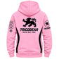 Tricogear TRI 30 pink black BJJ hoodie back view with large Tricogear lion logo and branding