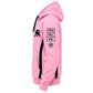Tricogear TRI 30 pink black BJJ hoodie side view with black panel detailing and sleeve graphics