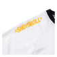 White 2022 BJJ Rash Guard with detailed shoulder branding and stitching