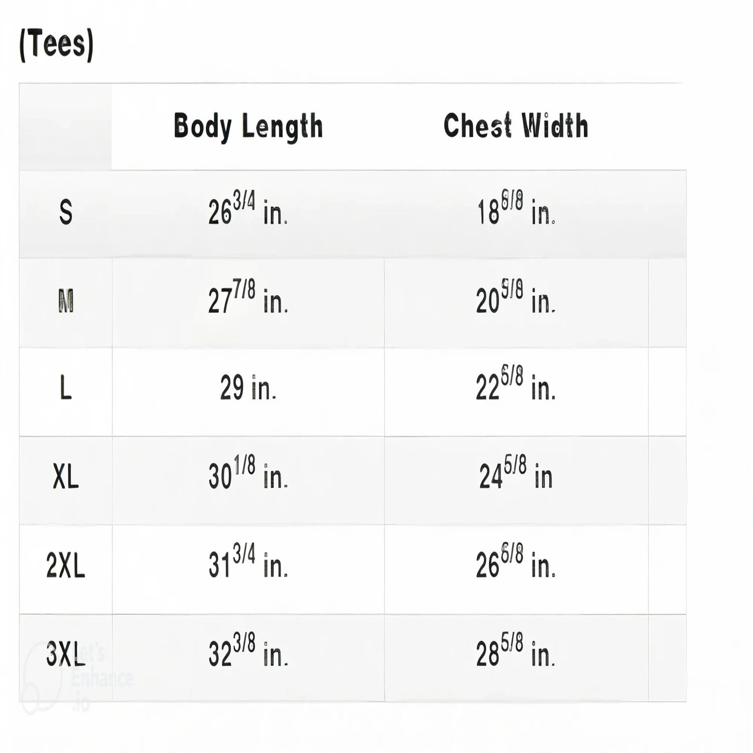 White BJJ Rash Guard 2022 short sleeve No-Gi Jiu Jitsu size chart with body length and chest width measurements
