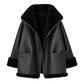 Women’s black B3 RAF aviator sheepskin shearling leather jacket front view