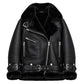Women’s black B3 RAF aviator sheepskin shearling leather jacket front view