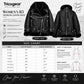 Women’s black B3 sheepskin shearling leather jacket size chart with bust and back length measurements