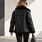 Back View of Women’s Black RAF B3 Sheepskin Shearling Leather Biker Jacket