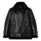 Women’s Black RAF B3 Sheepskin Shearling Leather Biker Jacket – Aviator Flight Jacket