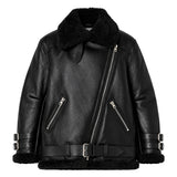 Women’s Black RAF B3 Sheepskin Shearling Leather Biker Jacket – Aviator Flight Jacket