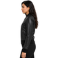 Women's Genuine Black Leather Varsity Bomber Jacket Faye crafted from premium genuine leather    