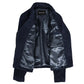 Women's Genuine Goat Suede Moto Biker Jacket in Lola Navy Blue showing satin lining and interior pocket