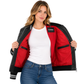Right side profile of the Women's Genuine Leather Puffer Bomber Jacket Dolly Black featuring quilted genuine leather and a modern fitted silhouette.