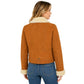 Back view of Women's Genuine Sheepskin Aviator Jacket Nora Tan & White Pilot Coat showing premium sheepskin leather construction