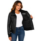 Women's Genuine Sheepskin RAF Aviator Jacket Elsie Black interior view showing premium lining and inside pocket