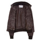 Interior view of Women's Leather Classic Bomber Jacket Motto Brown with smooth polyester lining and inside pocket