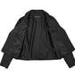 Women's Premium Leather Biker Jacket Lola Black open front showing polyester lining