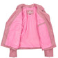 Women's Cherry Pink real leather biker jacket with soft pink polyester lining and interior pocket