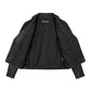 Women's soft leather asymmetrical zip biker jacket Lola Black showing smooth inner lining and Tricogear label