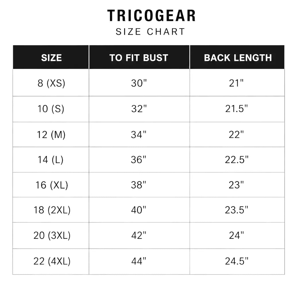 Size chart for women's soft leather asymmetrical zip biker jacket Lola Black with bust and back length measurements